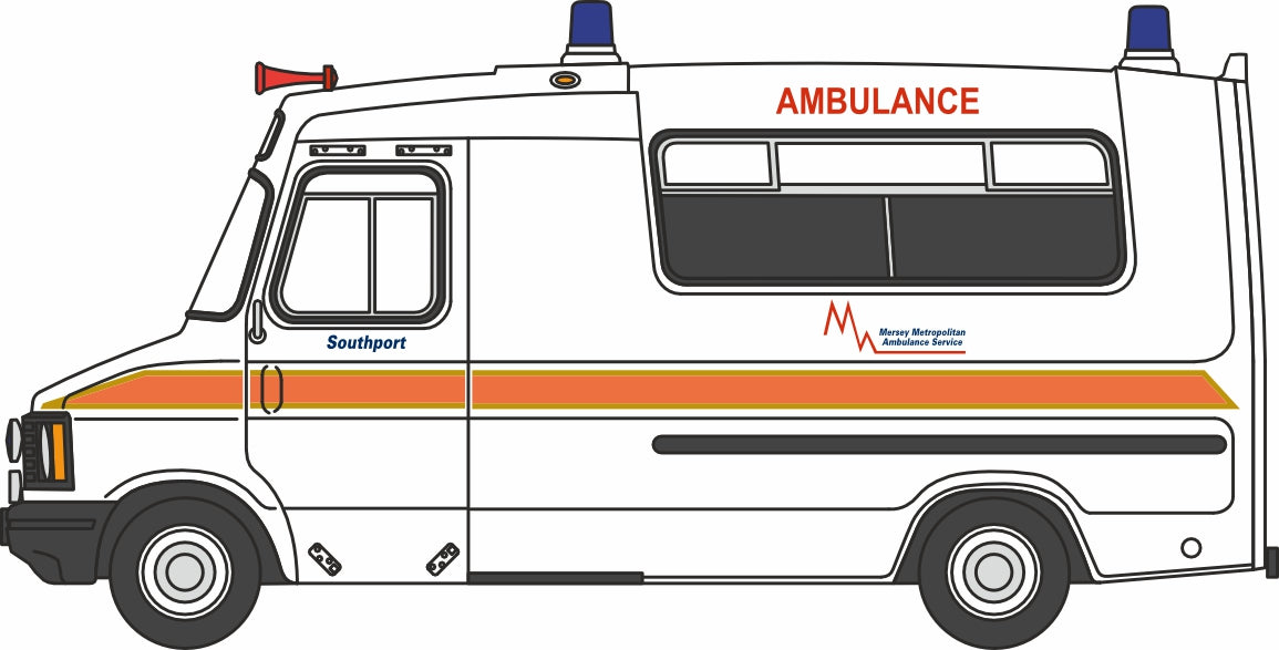 Oxford Diecast Bedford CF Hanlon Ambulance Merseyside Ambulance Service 1:76