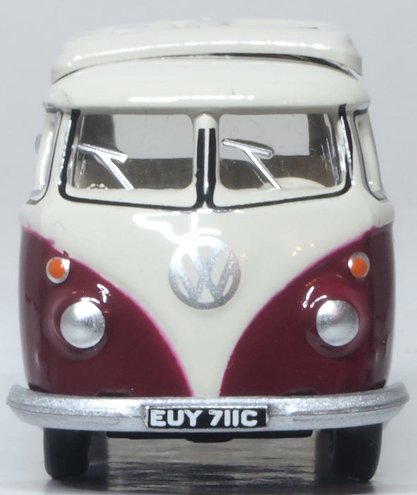 Model of the VW T1 Camper Titan Red/Beige Grey by Oxford at 1:76 scale.