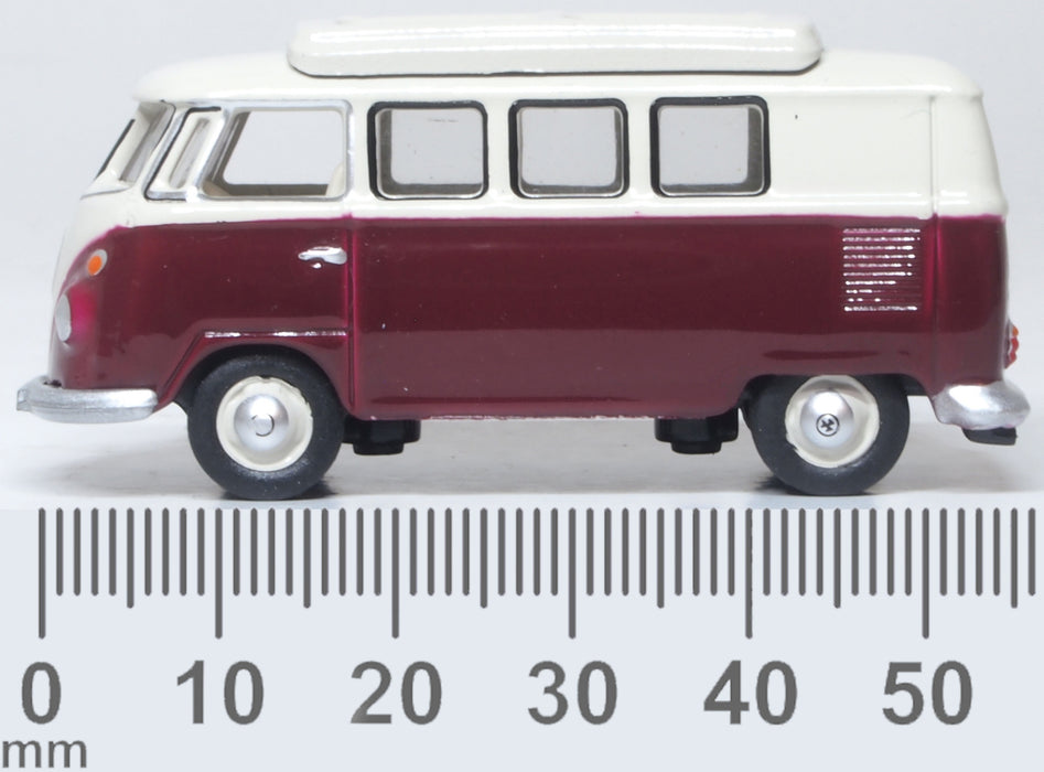 Model of the VW T1 Camper Titan Red/Beige Grey by Oxford at 1:76 scale.