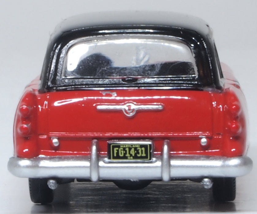 Model of the 1954 Buick Century Estate Wagon Matador Red/Carlsbad Black by Oxford at 1:87 scale.