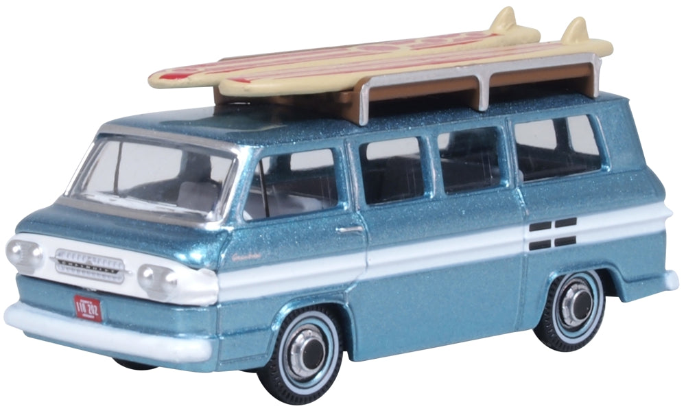 Oxford Diecast 1961 Chevrolet Corvair Greenbrier Passenger Wagon Turq/cameo White