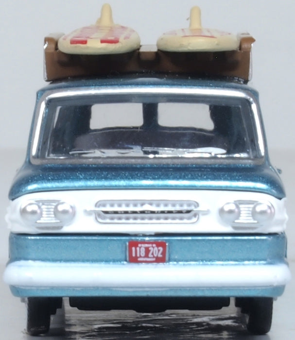 Oxford Diecast 1961 Chevrolet Corvair Greenbrier Passenger Wagon Turq/cameo White