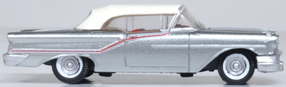 Oxford Diecast 1957 Oldsmobile 88 Convertible (closed) Juneau Gray/accent Red/white