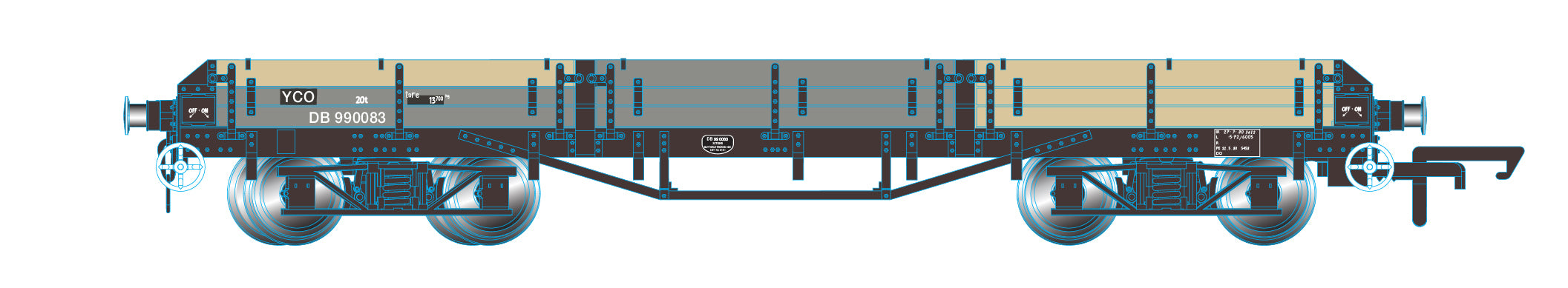 Oxford Rail Pilchard Wagon - BR Tops Weathered DR990083 1:76