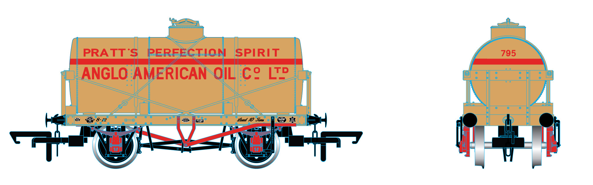 Oxford Rail 12T Tank Wagon - Pratt's Perfection Spirit No.795