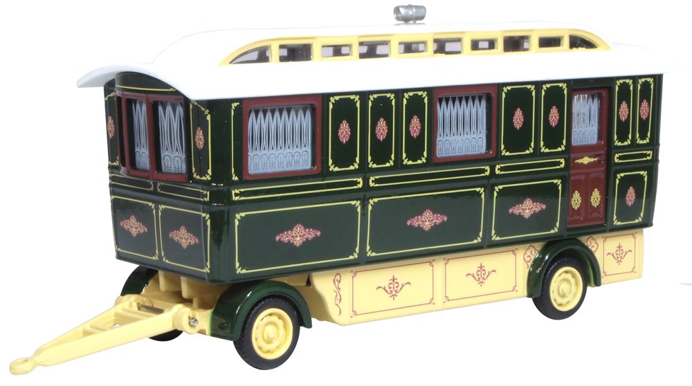 OXFORD DIECAST 1 76 Scale Showmans Caravan Green Oxford Diecast